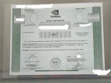 NVIDIA Stock Certificate Specimen Rare Mint Condition Signed