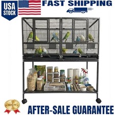 Wrought Iron Large Bird Flight Cage with Rolling Stand for Parakeets Cockatiels