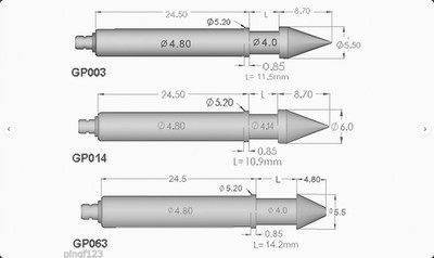 2pcs Spring Loaded Guide Pin for test  fixture barrel 3.17mm / 4.8mm