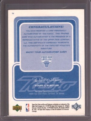 1999-00 Upper Deck Retro - Inkredible Toni Kukoc #TK (AU) for sale 