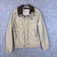 Abercrombie Jacket Boys Large Tan Adirondack Sherpa Lined Faux Fur Coat Y2K VTG