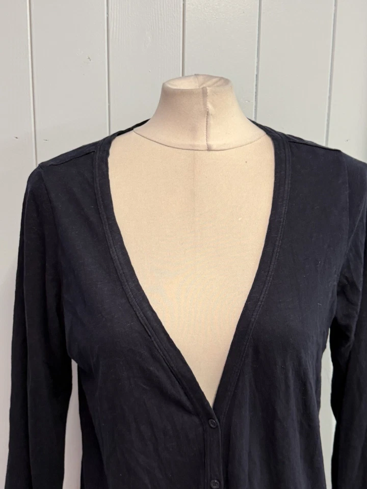 Autograph M&S Cardigan Size 16 Ladies Navy Blue 100% Cotton Button Up - Image 2 of 4