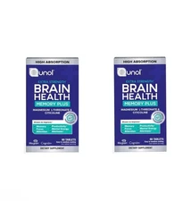 2 PACK Qunol Brain Health Memory Plus, Magnesium L-Threonate & Citicoline 60CT