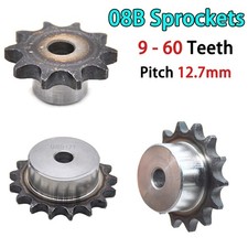 Chain Drive Sprocket 9T-60T Pitch 1/2" 12.7mm For #40 08B Roller Chain A3 Steel