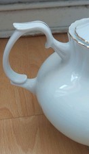 Vintage Chodziez Large White Porcelain Gilded 18cm Teapot With Lid