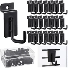  25 Pack J Shaped Slatwall Hooks and Hangers Heavy Duty Slatwall Black