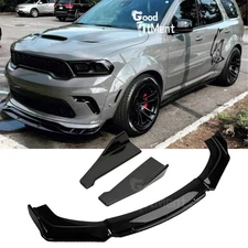 For Dodge Durango SRT GT Black Front Bumper Lip + Side Skirt Extension Body Kit