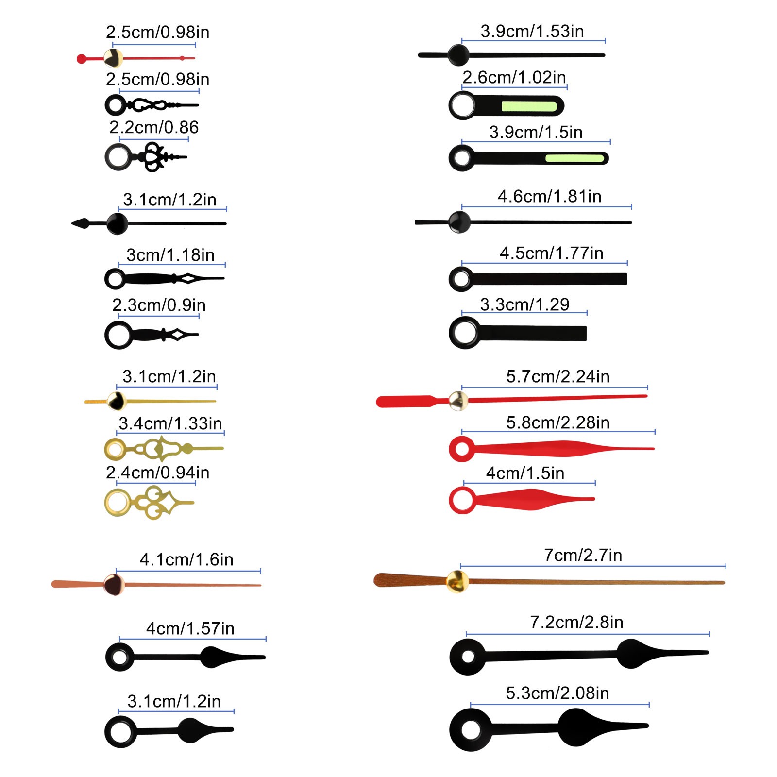 3PCS Silent Quartz Clock Movements Mechanism Kit w/8 Hands DIY Repair 16/20/23mm