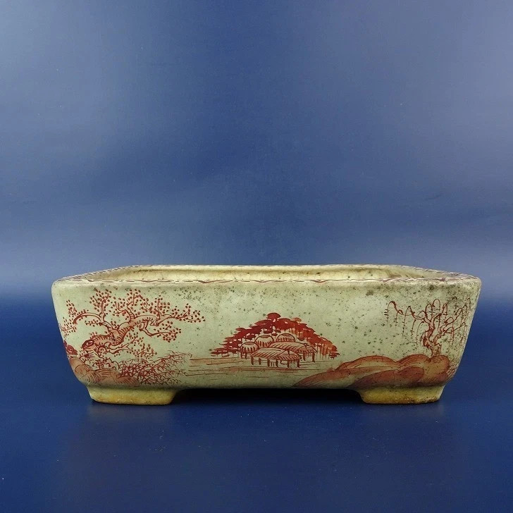 US ZOLL BEZAHLT | Tokoname Bonsai Topf Sanbo 16,5 cm rechteckig Landschaft Japan gebraucht