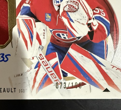 2024-25 SP Authentic #62 Samuel Montembeault Limited Auto Material Patch /100 - Picture 3 of 4