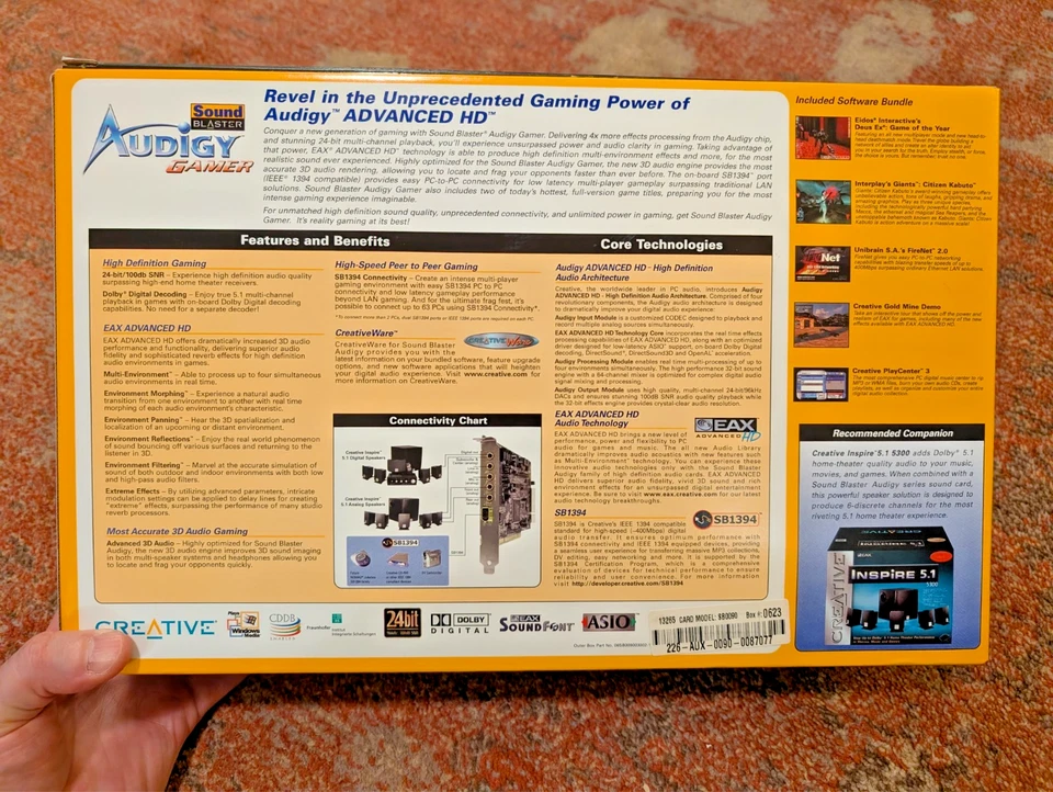 Tarjeta de sonido Sound Blaster Audigy EAX Advanced HD + Sound Blaster original Foto 2 de 4