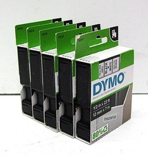 5 PACK OEM DYMO D1 45013 1/2" 12MM LABEL TAPE BLACK TXT ON WHITE