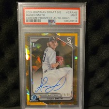 2024 Bowman Draft Sapphire⚾️Hagen Smith 1st Bowman GOLD Sapphire Auto#/50💥PSA 9