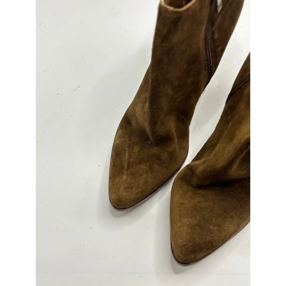Botas al Tobillo Ivanka Trump Marrón Gamuza Punta Tacón de Cuña Cremallera Lateral Talla 8M Foto 2 de 4