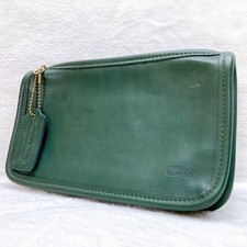 Rare COACH Chunky Pouch Small Item Holder Leather Green
