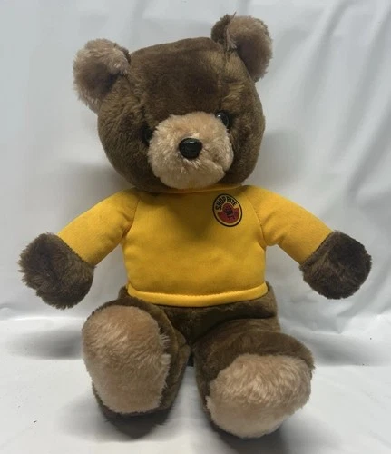 Vtg 19” SHOPRITE Plush Bear Grocery Store Scrunchy Yellow Advertising Shirt RARE