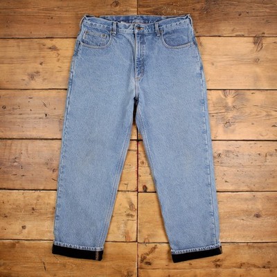 Carhartt Jeans 38x32 blau hell Stonewash Fleece gefüttert Zip Fly Mid Rise Denim