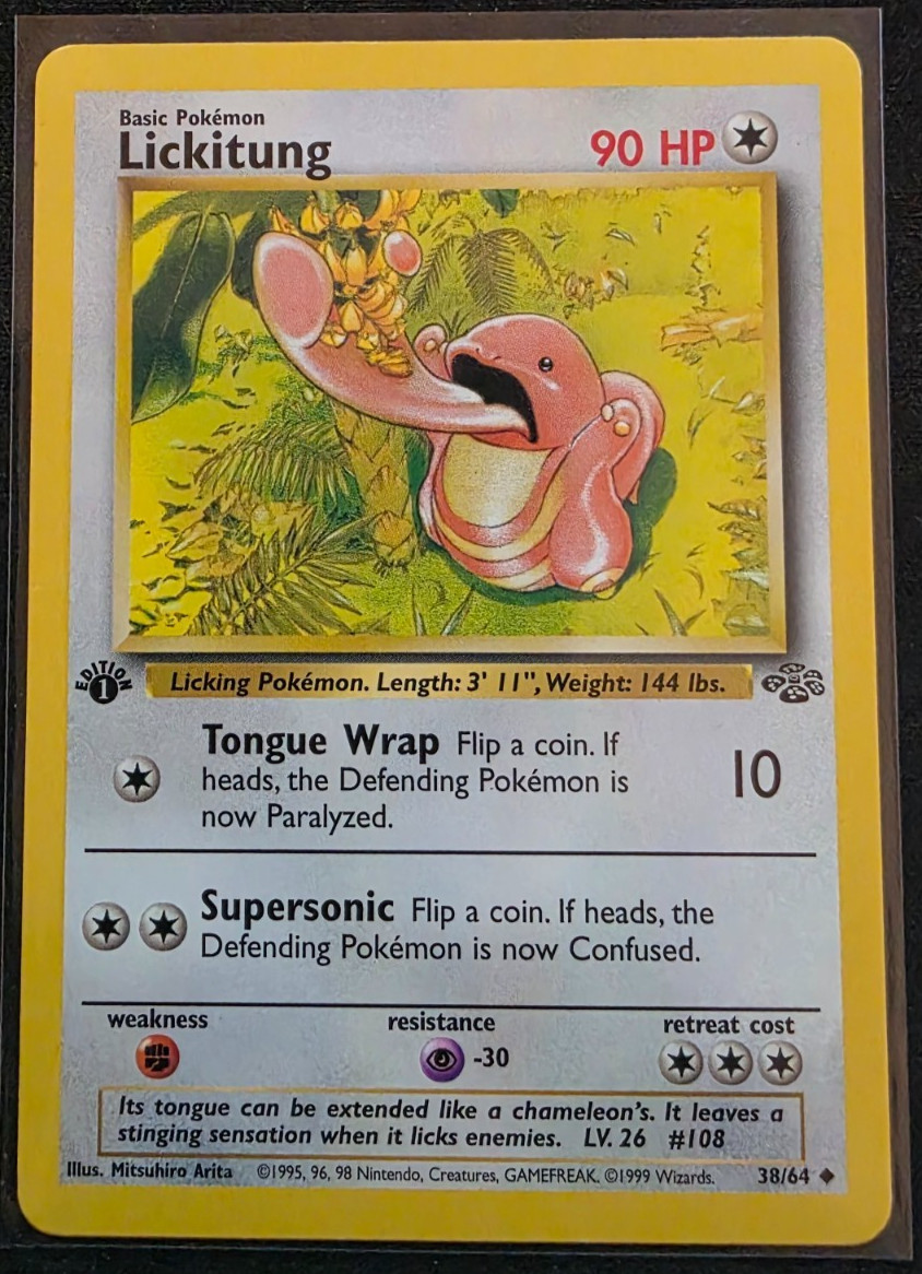 1999 Pokemon WOTC Jungle 1st Edition Lickitung 38/64 Uncommon Vintage NM