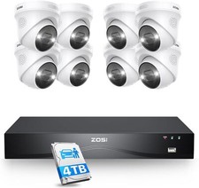 ZOSI 16CH 4TB NVR 4K 8MP PoE 24/7 Record Home Security System Camera 2-Way Audio