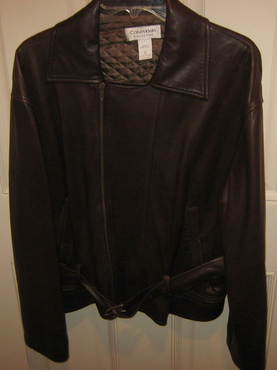 Calvin klein lambskin leather jacket hotsell