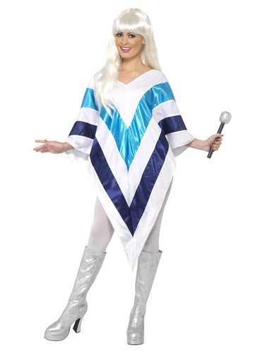 Ladies 70s 1970s Super Trooper Poncho Music Fancy Dress Costume New by Smiffys - Picture 4 of 5