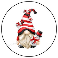 GNOME WITH SNOWMAN CHRISTMAS ENVELOPE SEALS LABELS STICKERS PARTY FAVORS
