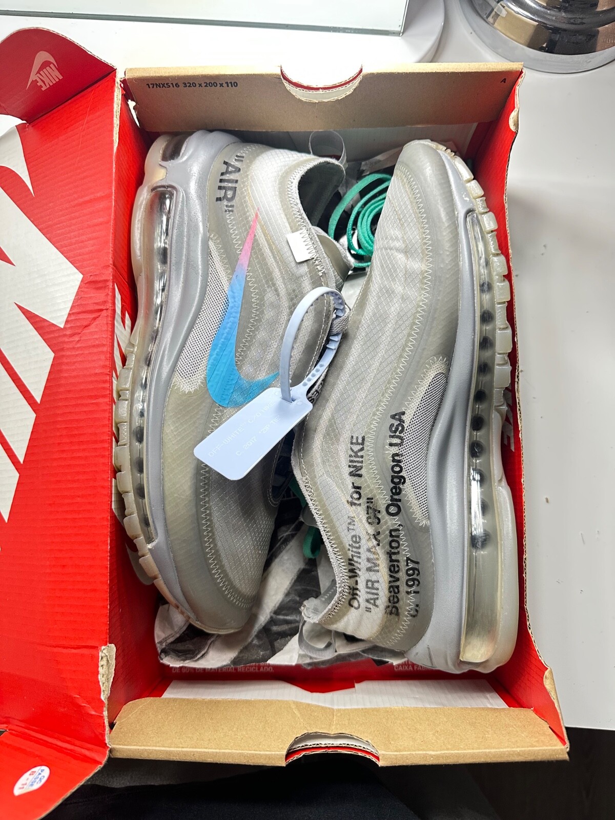 OFF WHITE X NIKE Taglia 8 Nike Off White x Air Max 97 Menta
