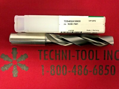 VDS402A18800 18.9mm 0.7441 x 6.0236 OAL TiAlN Coolant-Thru 5xD HP Drill 4162395