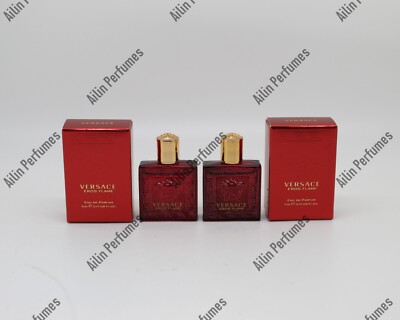 Versace Eros Flame EDP 0.17oz(5ml) Minis (Lot of 2) Splash for men