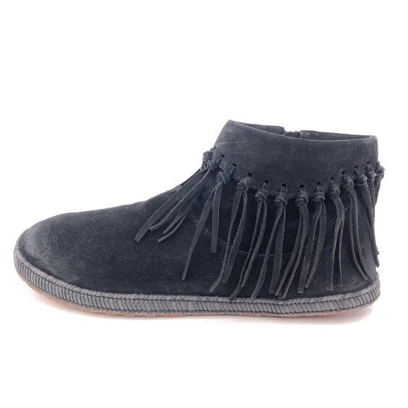 UGG Shenendoah Fringe Ankle Boots Womens Size EUR 40 Burnished Black  Leather