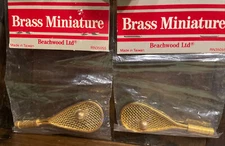 2 Vintage Tennis Racket Brass Miniatures Beachwood LTD Sports Crafts Gold Metal