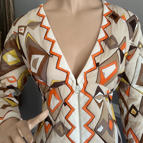 Vintage 1960s Emilio Pucci for Formfit Rogers Quilted Mini Dress Robe M - Picture 5 of 9