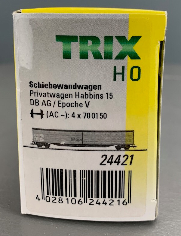HO Trix 24421 Habbins DB AG Transwaggon High-Cap Sliding Wall