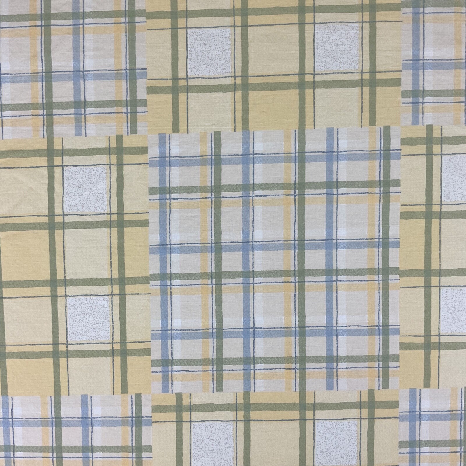 Reclaimed vintage plaid patchwork printed cotton Wamsutta fabric 84” x 38.5”