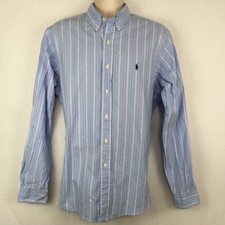 Ralph Lauren Dress Shirt Mens 16.5 Button Down L Classic Fit Blue Pink Striped