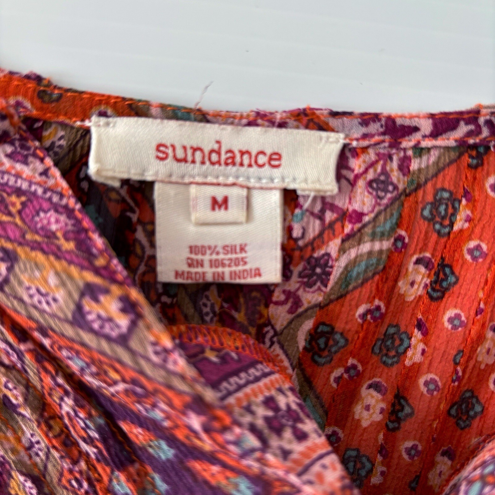 Sundance Silk Patchwork Blouse Medium - image 5