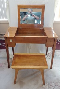 Mid Century Modern Vanity Stool Table Desk Drexel John Van Koert Vintage Read Ebay