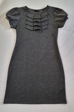 Enfocus Studio Womens Dress Short Sleeve Bodycon Size 6 Stretch Knit Ruffled