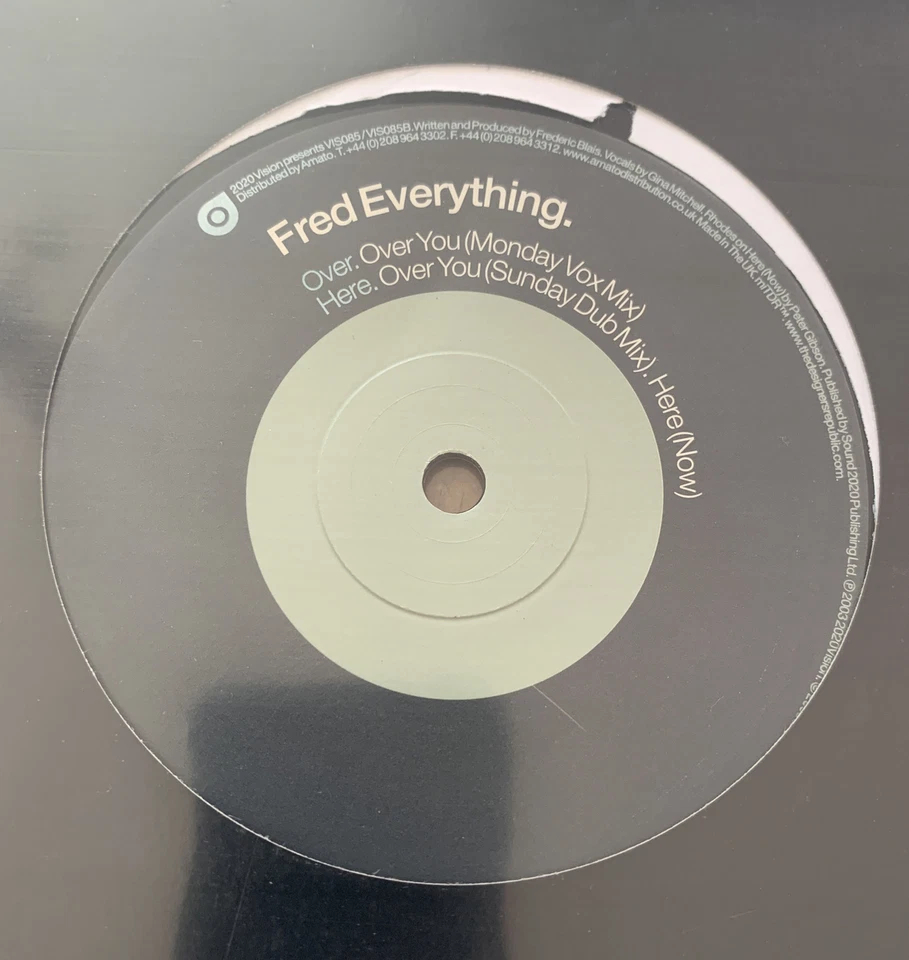 Fred Everything - Over You Promo 12” House Deep House Vinyl Rare EX / VG - Image 2 of 3