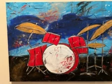 COLORFUL DRUM SET MODERN ABSTRACT CANVAS ORIGINAL
