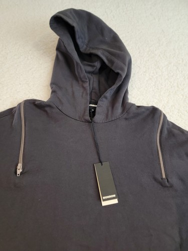 Monrow Sweatshirt Womens Medium Open Back Zipper Pullover Charcoal Hoodie New - Picture 2 of 13
