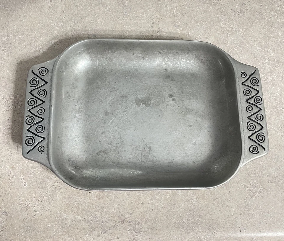 Vintage RARE Wilton Armetale Dish Reggae Pattern Tray 9.75" x 6.25" x 1.25” - Image 2 of 4