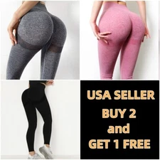 Womens High Waist Butt lift Leggings Yoga Fitness Tummy Control Gym High Rise
