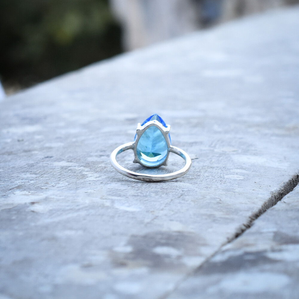 Lovely Swiss Blue Topaz Gemstone 925 Sterling Silver Handmade Ring All ...