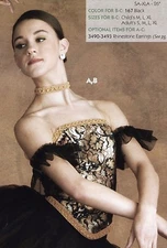 NWT Antique Gold Black Ballet Basque Lacefront spandex bk w/sleeves choker 