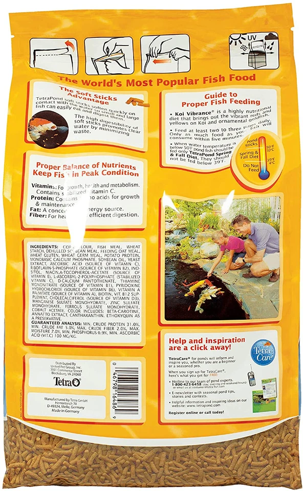 Tetra Pond Koi Vibrance Sticks Food, Crab Free, 5.18 Pounds - Image 2 of 3