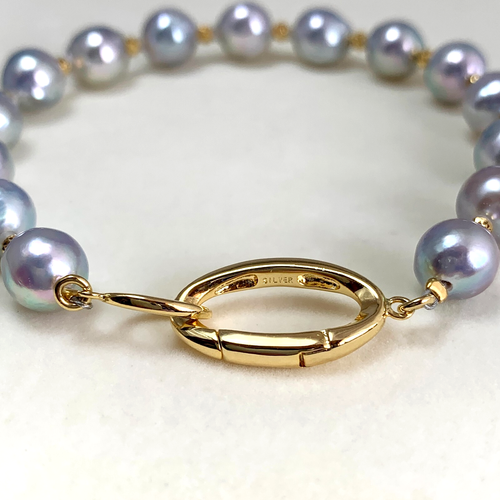 7.6-8.0mm Barroco Plata Japonés Akoya Perla Pulsera astilla esterlina, 7.48" - Imagen 4 de 11