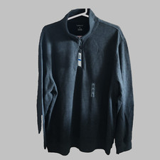 Van Heusen Men's Sweater Long Sleeve 1/4 Zip Pullover XL Blk Heather NWT 60