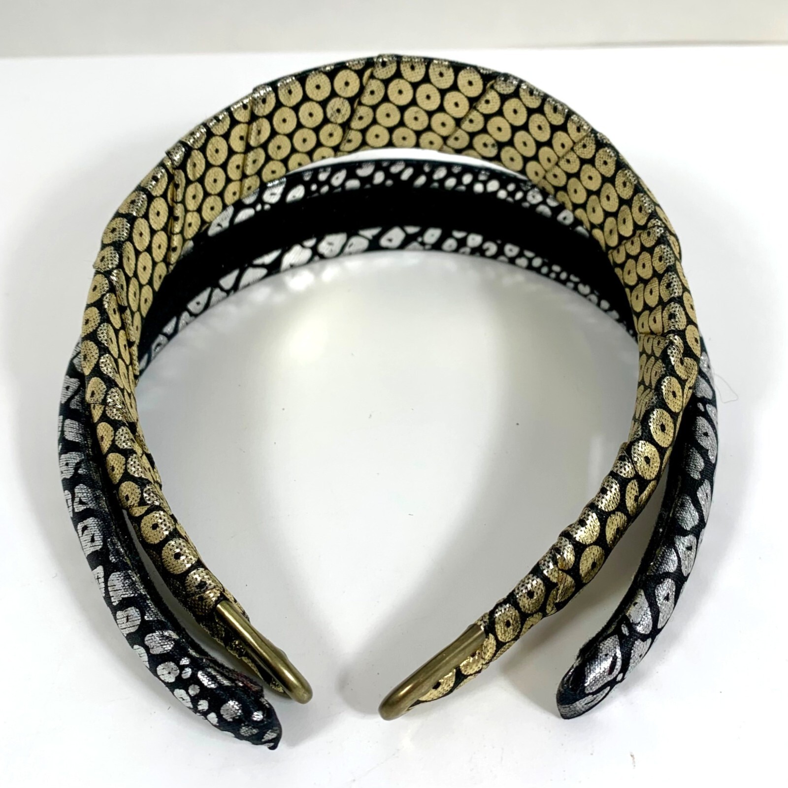 TWO Abstract Patterned Puffy Headband Metallic Go… - image 3