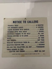 Vintage Humor  Comic Notice To Callers Time Limits - Man Cave/She Shed Decorate
